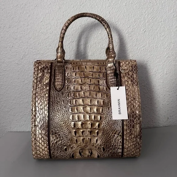 NWT BRAHMIN Caroline Cashew Cooper Croc- Embossed Genuine Leather‎ Satchel - Picture 14 of 16